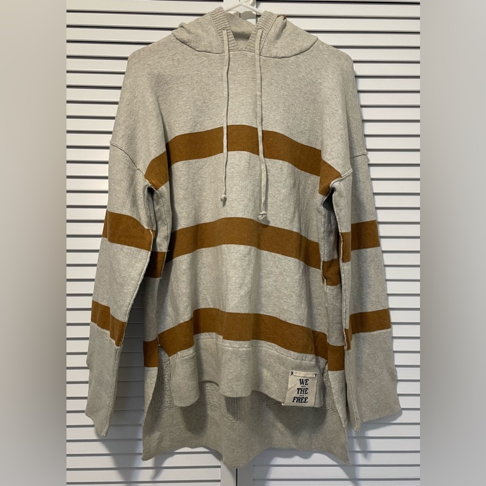 We The Free Cream Hoodie with Brown Stripes - Picture 3 of 4